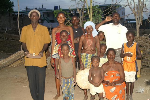 Meeting Chabi (left) again in his village after many years.