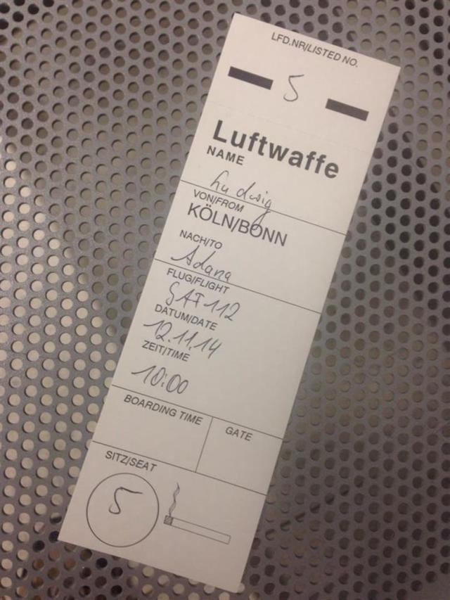 Mein Ticket - endlich! Der zweite Transall-Flug meines Lebens.