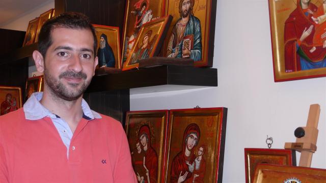 Ikonenhändler Aris Tamvakis: "Die goldenen Meisterwerke beziehen wir direkt von den Mönchen."
