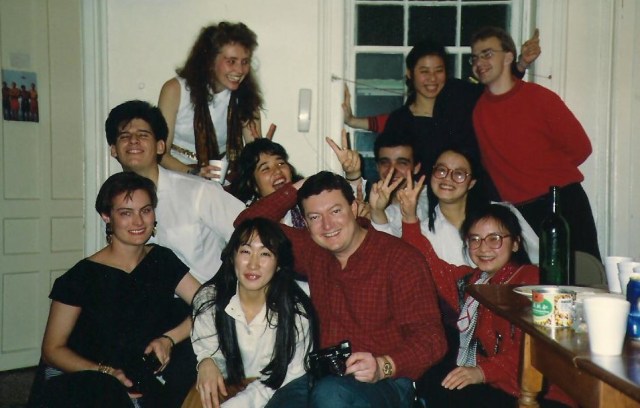The great bunch of international students back in the 1980s in Albany. Dianne is the woman in the back on the left hand side.